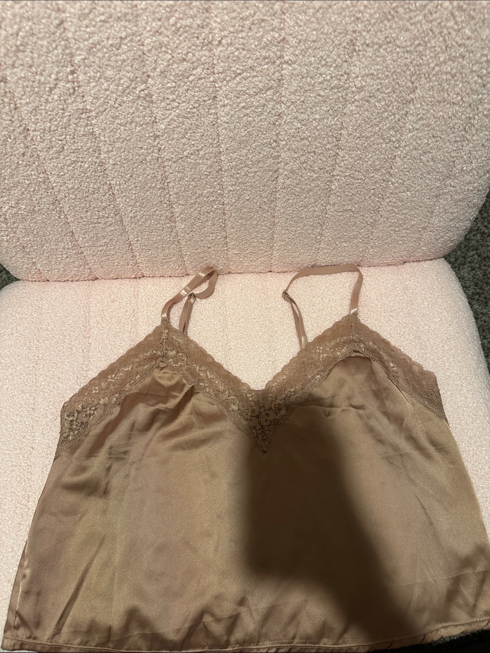 Satin Lace Trim Cami Top in Mauve